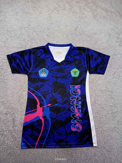 Jersey Archery: Dominasi Biru & Motif Abstrak dengan Logo Sekolah - Jersey Custom PROKAOS