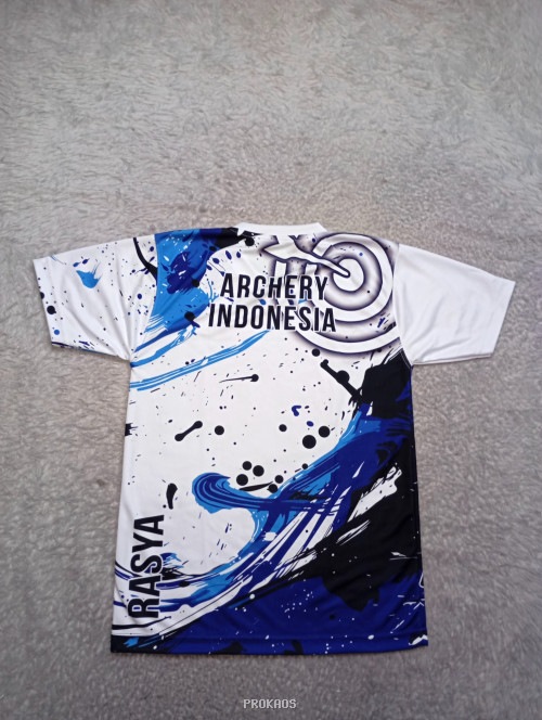 Jersey Archery Putih dengan Desain Abstrak dan Logo - Gambar 2