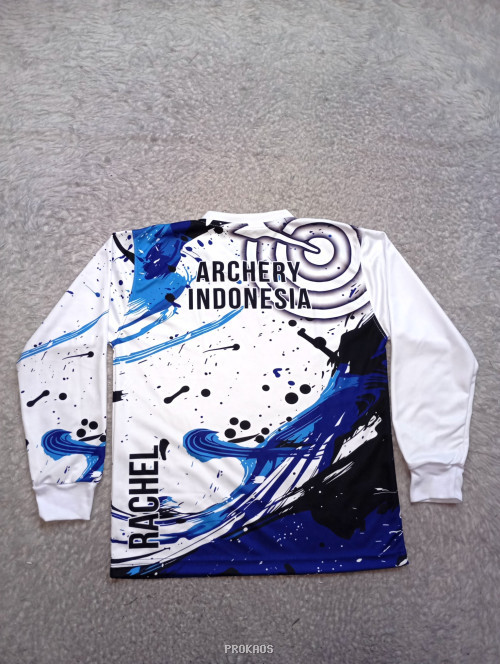 Jersey Archery Putih dengan Desain Abstrak dan Logo - Gambar 4