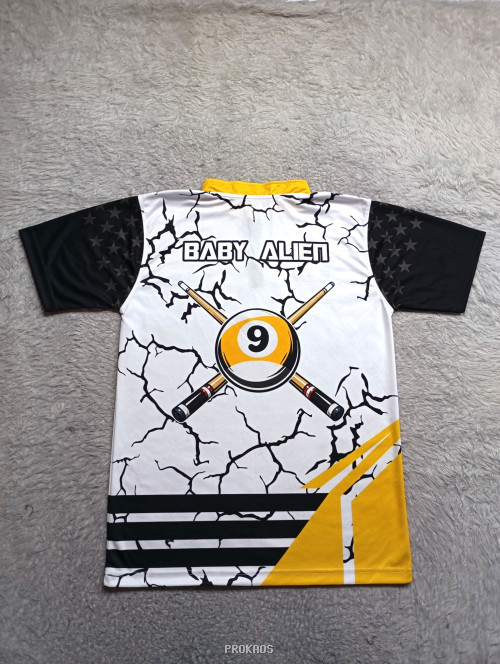 Jersey Billiard Putih dengan Motif Retakan, Nomor 9 & FCLK - Gambar 2