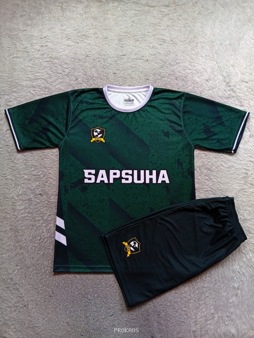 Jersey Bola Hijau Gelap SAPSUHA: Desain Garis & Logo Dofa - Jersey Custom PROKAOS