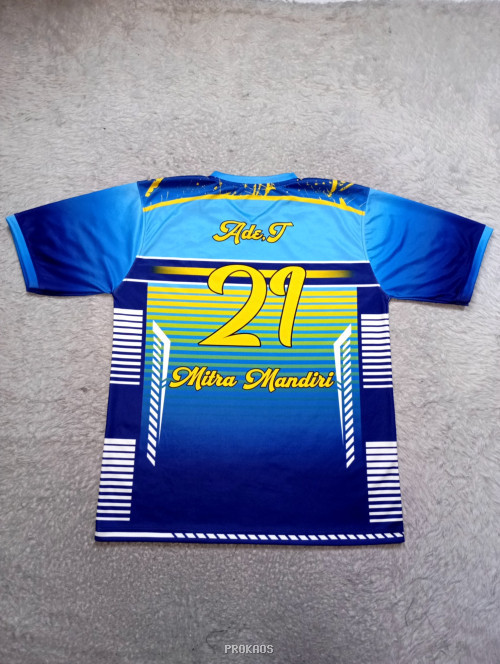 Jersey Voli 'Livin' Mandiri: Biru, Kuning, dan Nomor 21 - Gambar 2