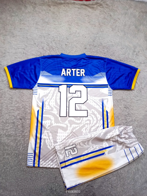 Jersey Bola Voli: Biru-Putih-Kuning dengan Desain Abstrak - Gambar 2