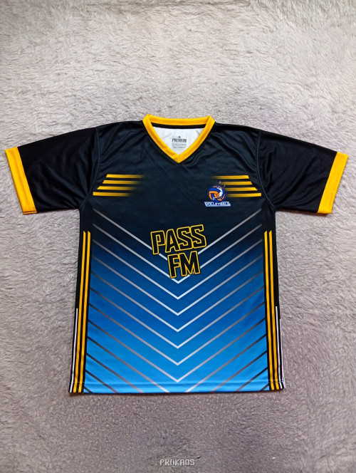 Jersey Bola Voli Hitam-Biru dengan Desain Dinamis - Jersey Custom PROKAOS