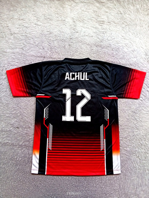 Jersey Bola Voli Hitam Merah 'Tonu Jaya' No. 12 - Gambar 2