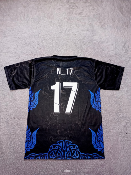 Jersey ETAM-NET: Hitam Elegan dengan Motif & Aksen Biru - Gambar 2