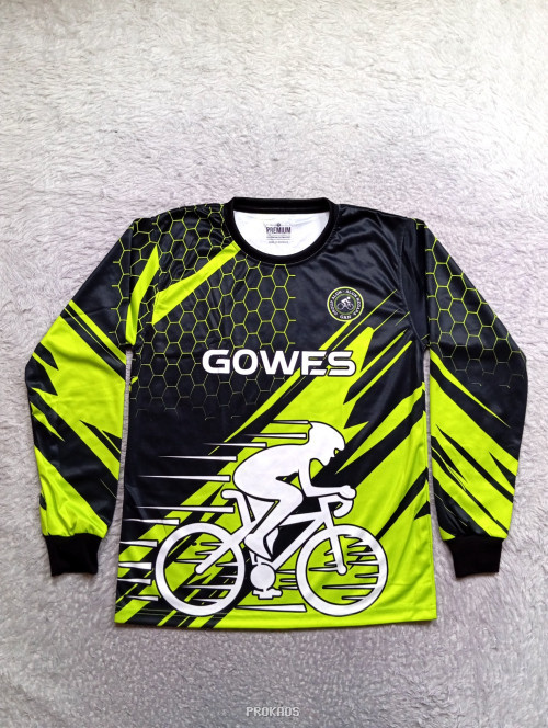 Jersey Gowes Lengan Panjang: Hitam, Hijau, & Desain Dinamis - Jersey Custom PROKAOS