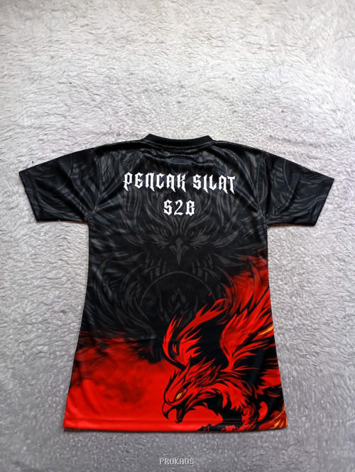 Jersey Hitam Merah dengan Desain Elang Api dan Motif - Gambar 2