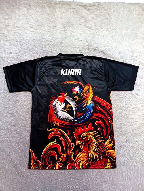 Jersey Hitam Motif Ayam Jago & Bendera Merah Putih - Gambar 2