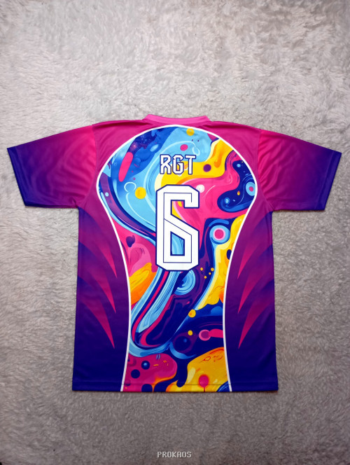 Jersey Indonesia Desain Abstrak Warna-warni dengan Nomor 6 - Gambar 2