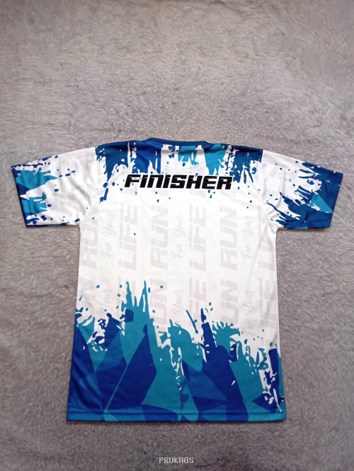 Jersey Lari Putih dengan Desain Abstrak dan Tulisan 'Run for Your Life' - Gambar 2