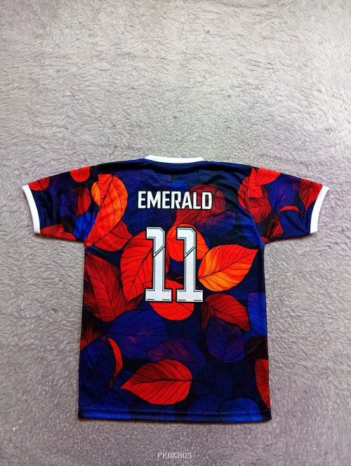 Jersey Motif Daun Merah-Biru Bernuansa Indonesia, Nomor 11 - Gambar 2