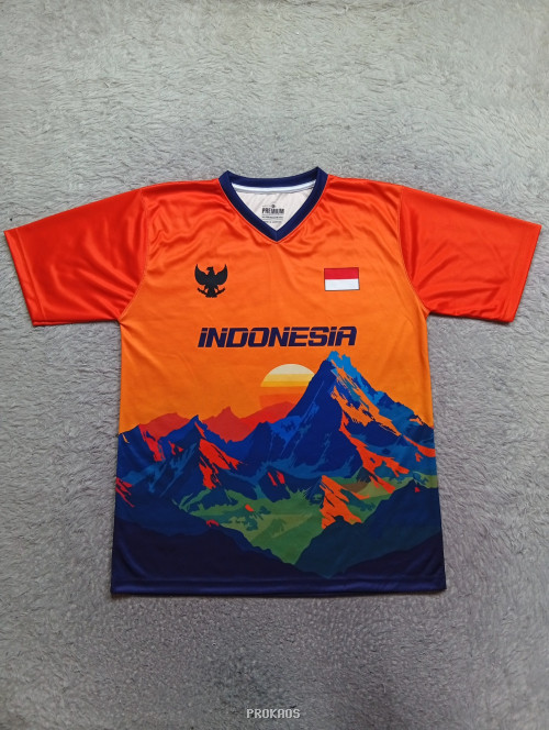 Jersey Olahraga Indonesia: Pegunungan, Sunset, dan Merah Putih - Jersey Custom PROKAOS