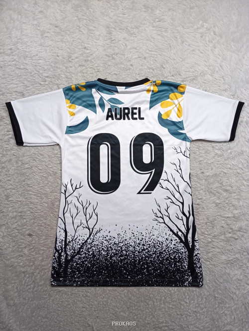 Jersey Putih Desain Alam dengan Nomor 09 dan Logo - Gambar 2