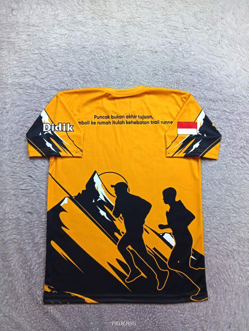 Jersey Road Trail Runner Warna Kuning dengan Desain Siluet - Gambar 2