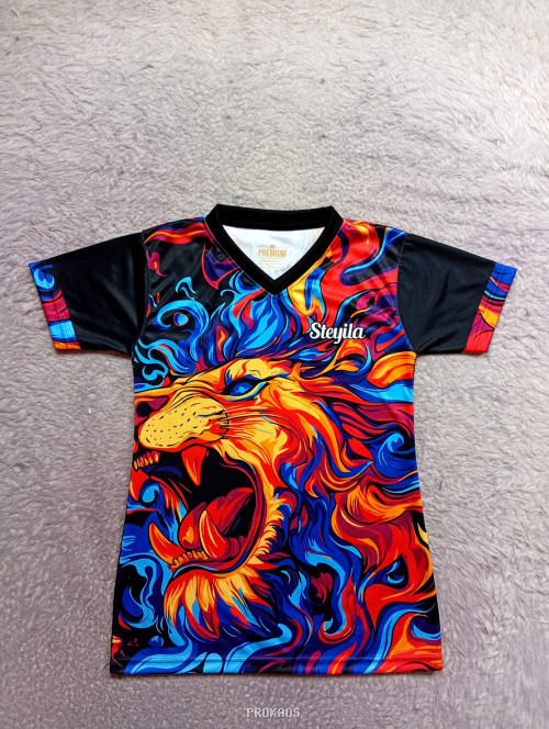 Jersey Sporty: Desain Singa Mengaum dengan Warna Berani - Jersey Custom PROKAOS