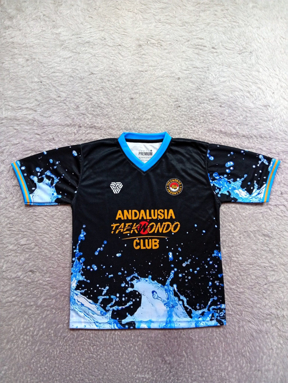 Jersey Taekwondo Andalusia Club: Hitam dengan Splash Air - Jersey Custom PROKAOS