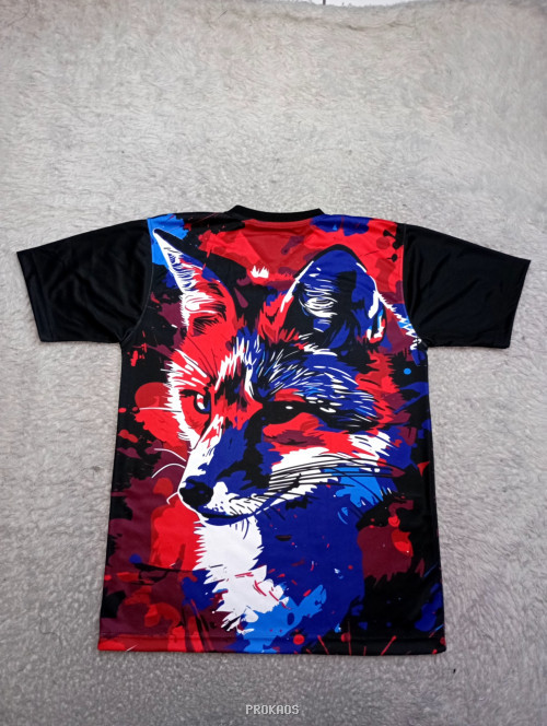 Jersey Tema Rubah Abstrak: Merah, Biru, Hitam - Gambar 2
