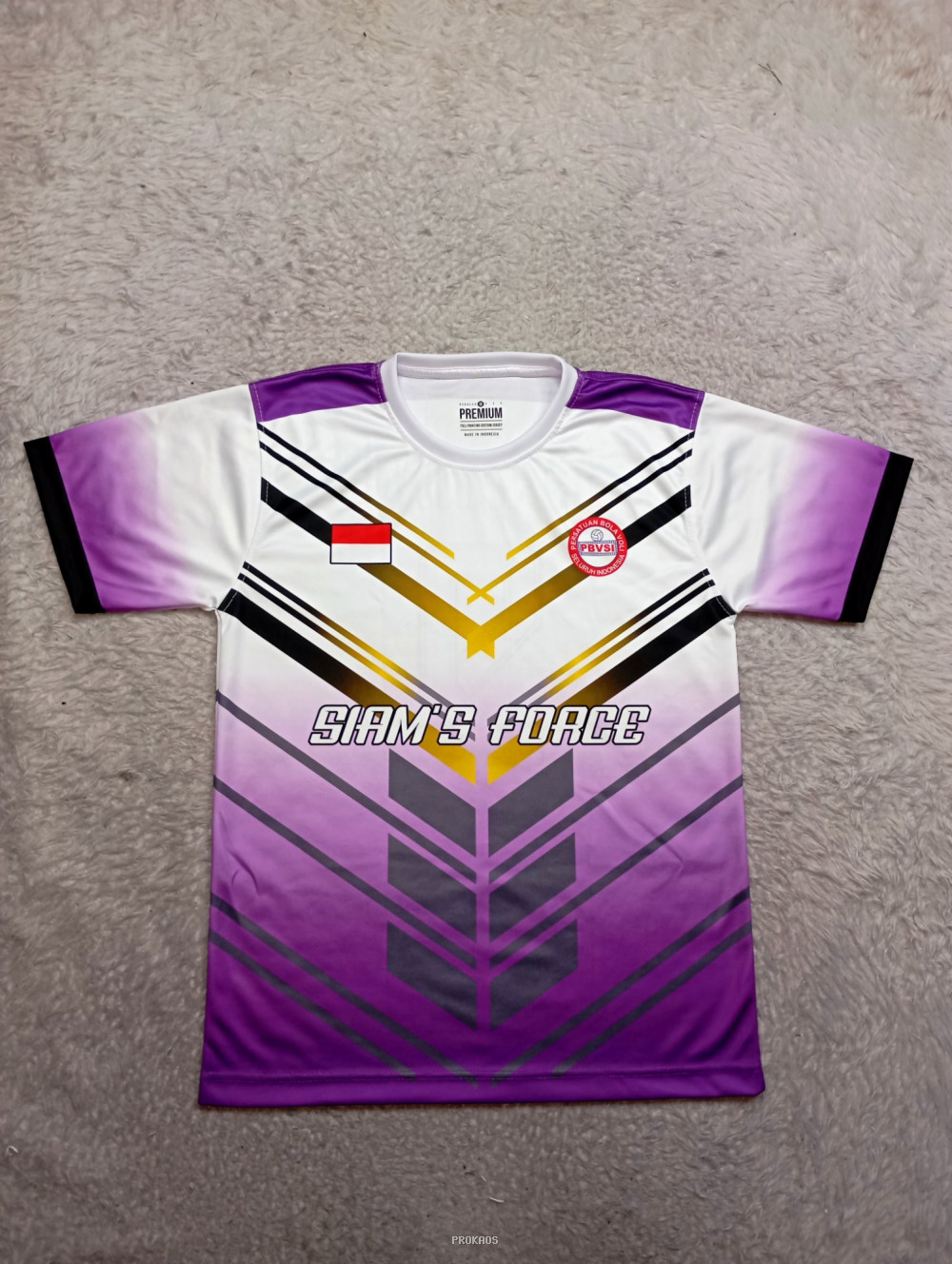 Jersey Bola Voli 'Siam's Force' Warna Ungu-Putih - Jersey Custom PROKAOS
