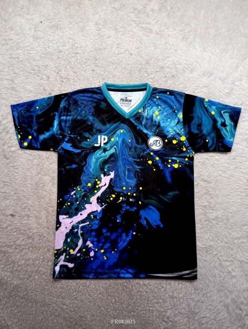 Jersey Biru Gelap Abstrak dengan Detail Artistik - Jersey Custom PROKAOS