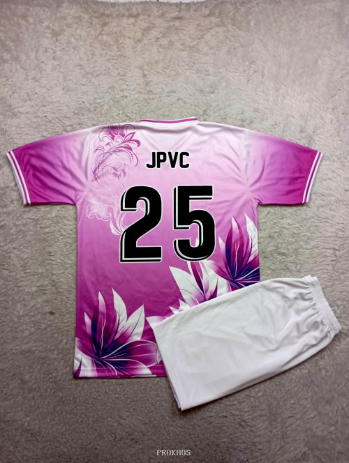 Jersey Bola Ungu-Putih Desain Bunga & Nomor 25 - Gambar 2