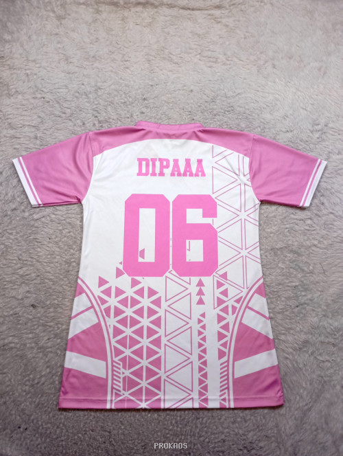 Jersey Elipso: Kombinasi Pink & Putih dengan Desain Geometris - Gambar 2