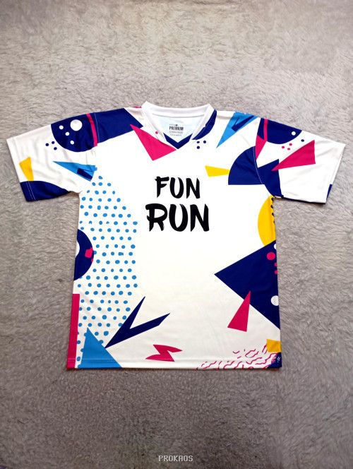 Jersey Fun Run Putih dengan Desain Abstrak - Jersey Custom PROKAOS