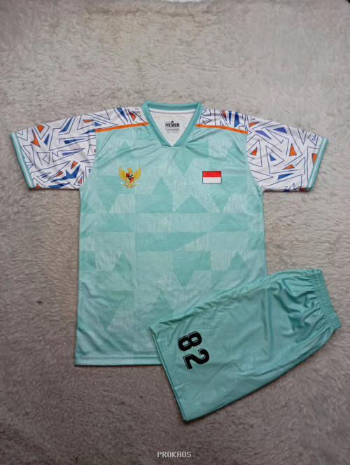Jersey Sepak Bola Timnas Indonesia: Warna Mint & Motif Geometris - Jersey Custom PROKAOS