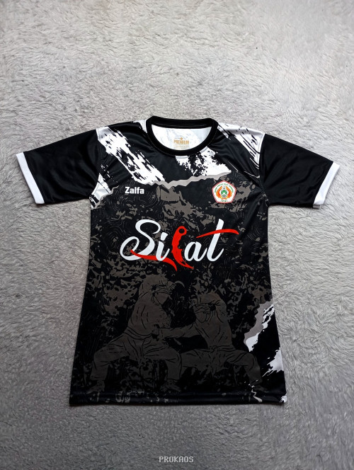 Jersey Silat Hitam dengan Desain Abstrak dan Logo - Jersey Custom PROKAOS