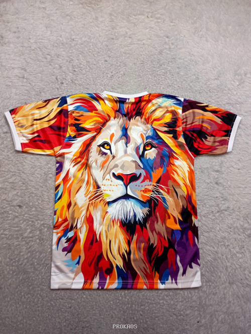 Kaos Singa Abstrak: Warna-warni & Enerjik - Gambar 2