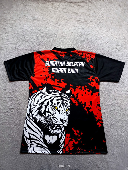 Jersey Hitam Merah dengan Desain Harimau Garang - Gambar 2