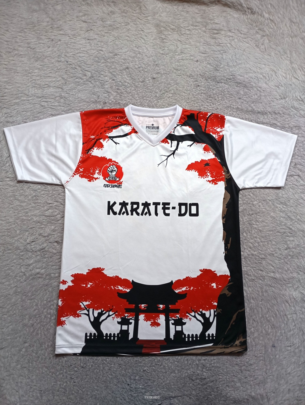 Jersey Karate-Do Putih dengan Desain Tema Jepang - Jersey Custom PROKAOS