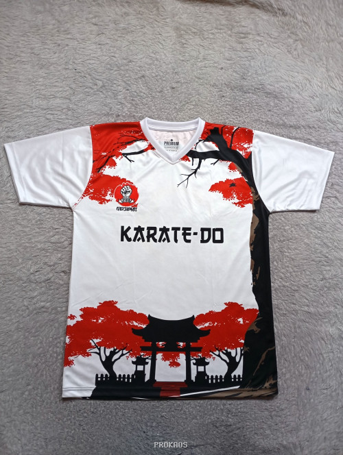 Jersey Karate-Do Putih dengan Desain Tema Jepang - Jersey Custom PROKAOS