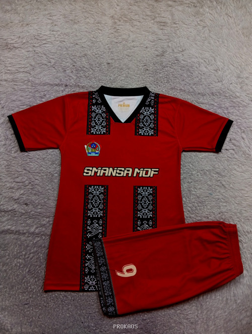 Jersey Merah SMAMSA MOF dengan Motif Etnik - Jersey Custom PROKAOS