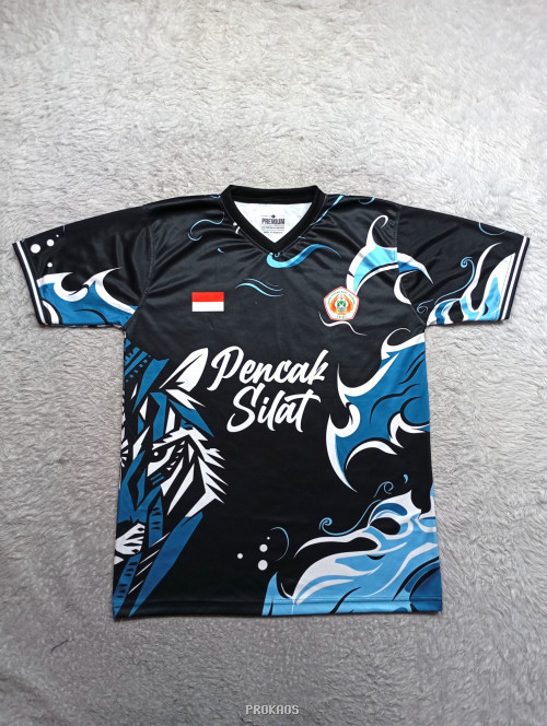 Jersey Pencak Silat Hitam dengan Desain Dinamis & Logo - Jersey Custom PROKAOS