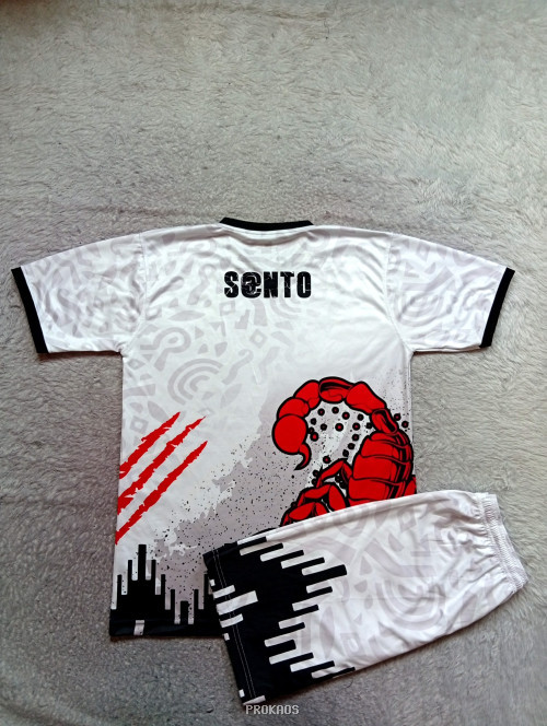 Jersey Putih Desain Kalajengking Merah-Hitam - Gambar 2