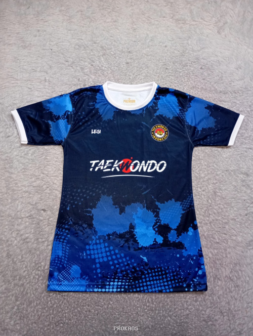 Jersey Taekwondo Biru Navy: Desain Splatter & Logo - Jersey Custom PROKAOS