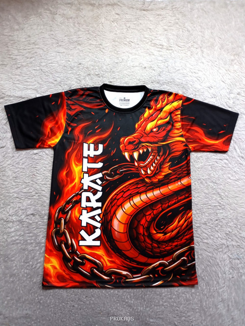 Kaos Karate: Naga Merah Berapi dengan Desain Dinamis - Jersey Custom PROKAOS