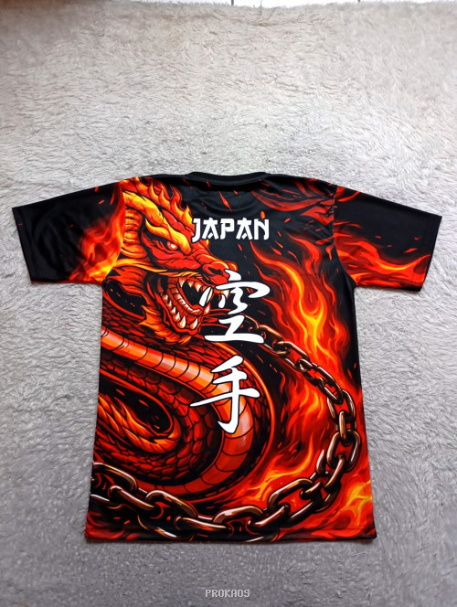 Kaos Karate: Naga Merah Berapi dengan Desain Dinamis - Gambar 2