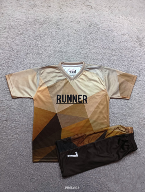 Jersey Lari Runner : Cokelat, Krem - Jersey Custom PROKAOS