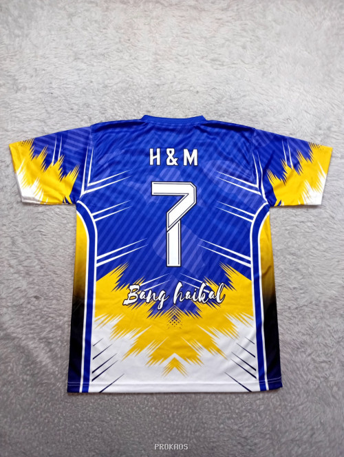Jersey Olahraga Biru-Kuning 'Bang Haikal' dengan Desain Dinamis - Gambar 2